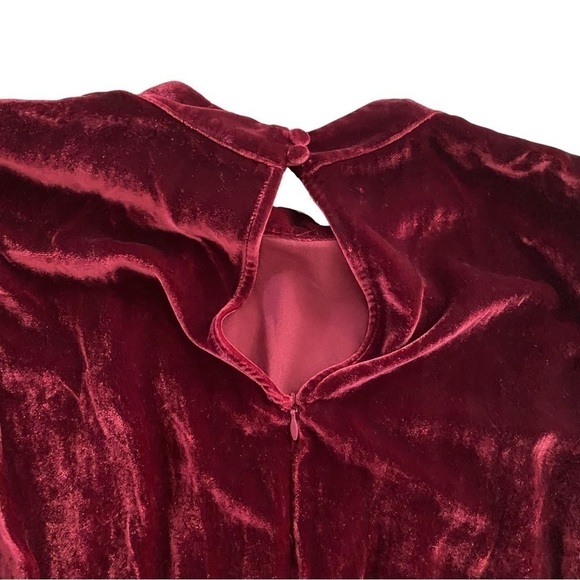 Reformation Dress Evora Velvet Long-Sleeve Keyhole Buttoned Mini Chianti 12 NWT - Picture 6 of 9